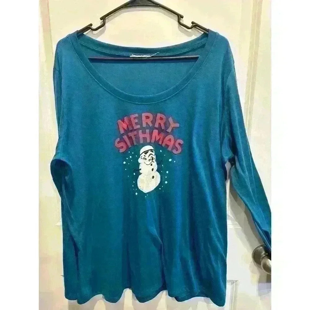 Star Wars Munki Munki Women's Blue/Grey Merry Sithmas PJ Top